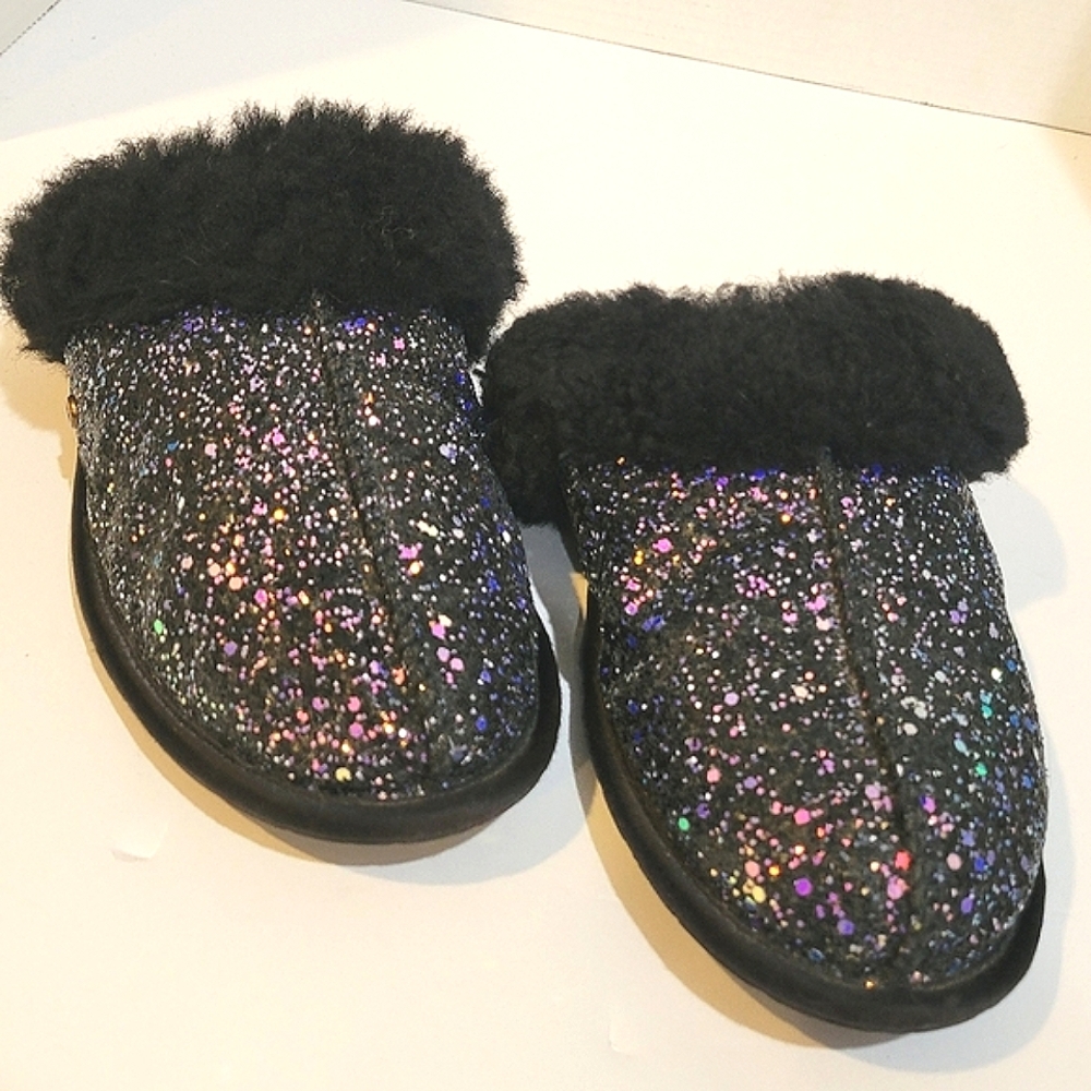 UGG Scuffette II, Multi-Color Glitter & Sequins Black Slippers